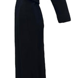    James Galanos 1970s Black Wool Column Gown SIDE 2 of 7