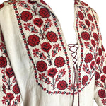  Traditonal Ukranian 1920s Red Cross Stitch Vyshyvanka Dress BIB DETAIL 4 of 5