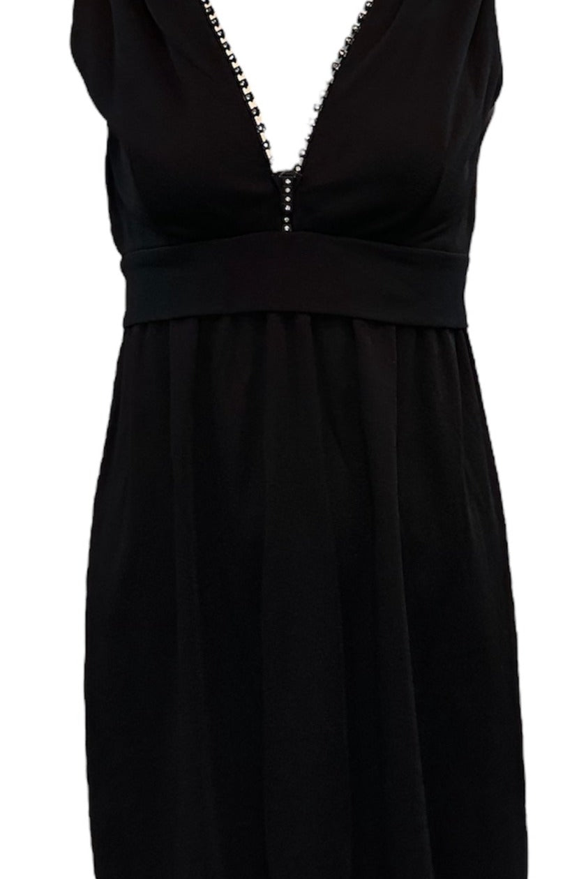 60s Black Mod  Rhinestone Zipper Mini Dress FRONT 1 of 5