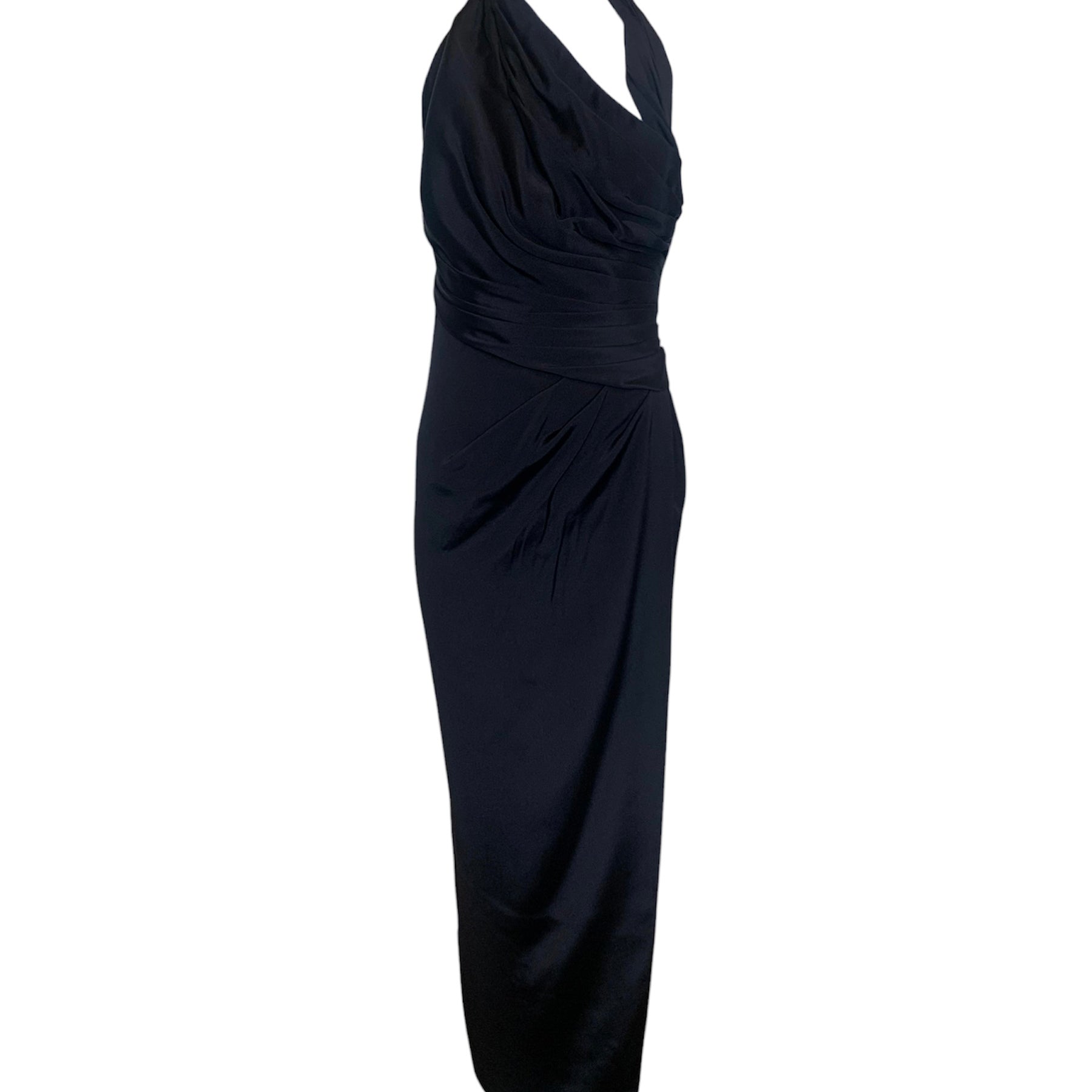 Atelier Versace 90s Lifetime Gianni Versace Black Silk Goddess Halter Gown FRONT 1 of 4