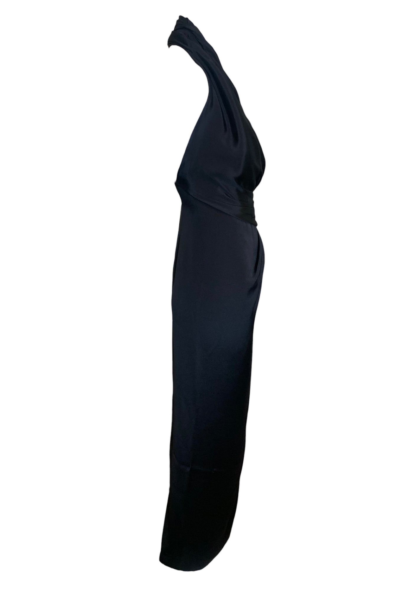 Atelier Versace 90s Lifetime Gianni Versace Black Silk Goddess Halter Gown SIDE 2 of 4