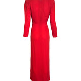 Galanos 80s Red Silk Ruched Front Gown Back 3 of 5