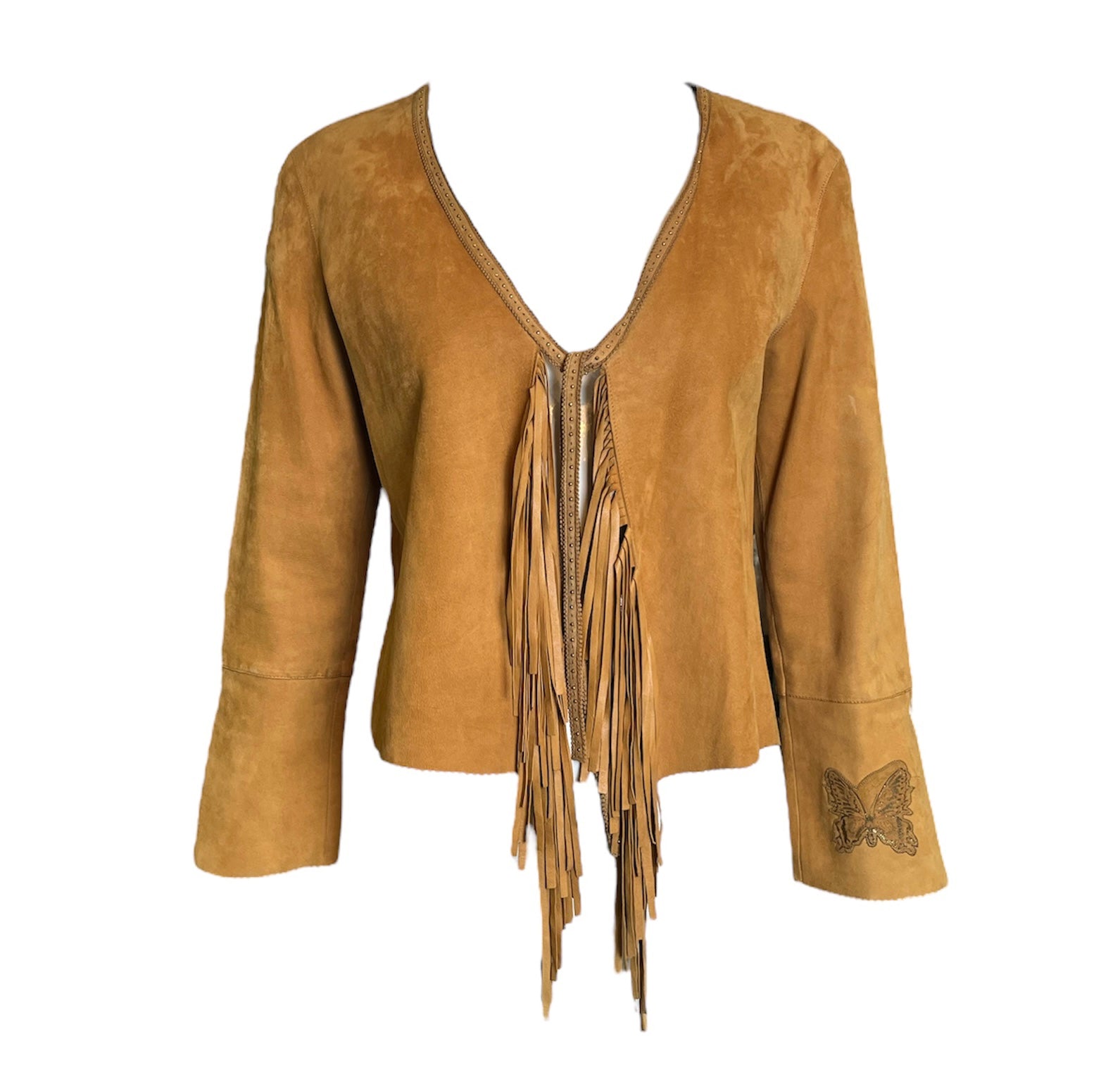 Cavalli 2000s Suede Fringe Jacket with Butterfly Patch