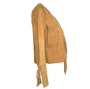 Cavalli 2000s Suede Fringe Jacket with Butterfly Patch, side