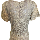  1920s Ecru  Irish Crochet Hand Embroidered Dress BACK DETAIL 5 of 8