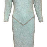 Galanos 80s Heavily Embellished Seafoam Green Gown