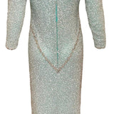 Galanos 80s Heavily Embellished Seafoam Green Gown, back