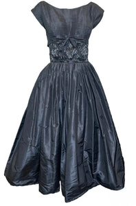 Levy's '50s Black Taffeta Dress with Bodice Beadwork FRONT 1 of 5