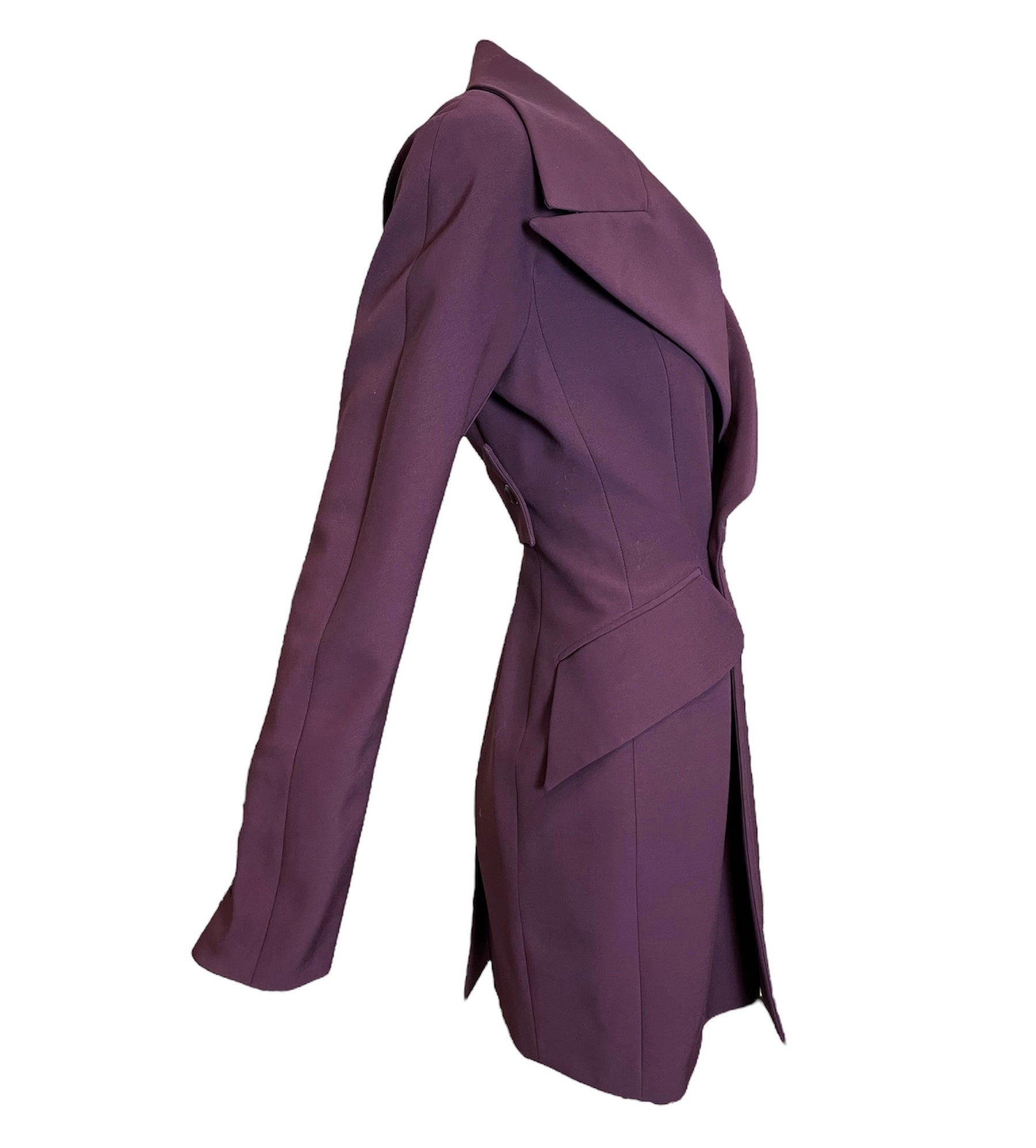 Claude Montana 1990s  Eggplant Colored Skirt Suit SIDE 2 of 6