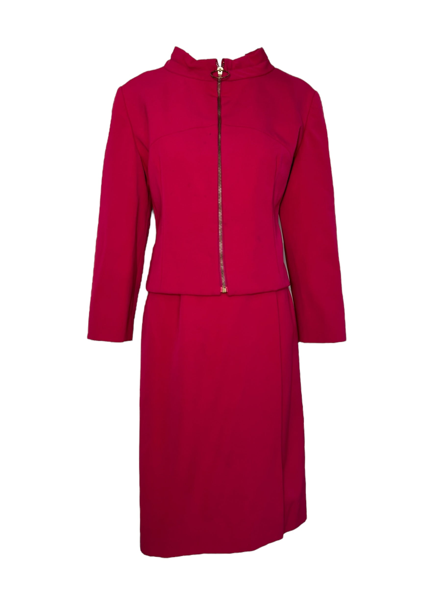 Emilio Pucci 1965 Hot Pink Braniff Stewardess Skirt Suit Uniform, alone