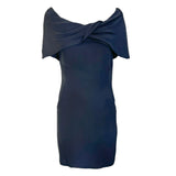 Petite robe noire en soie Chanel des années 1990 avec drapé torsadé