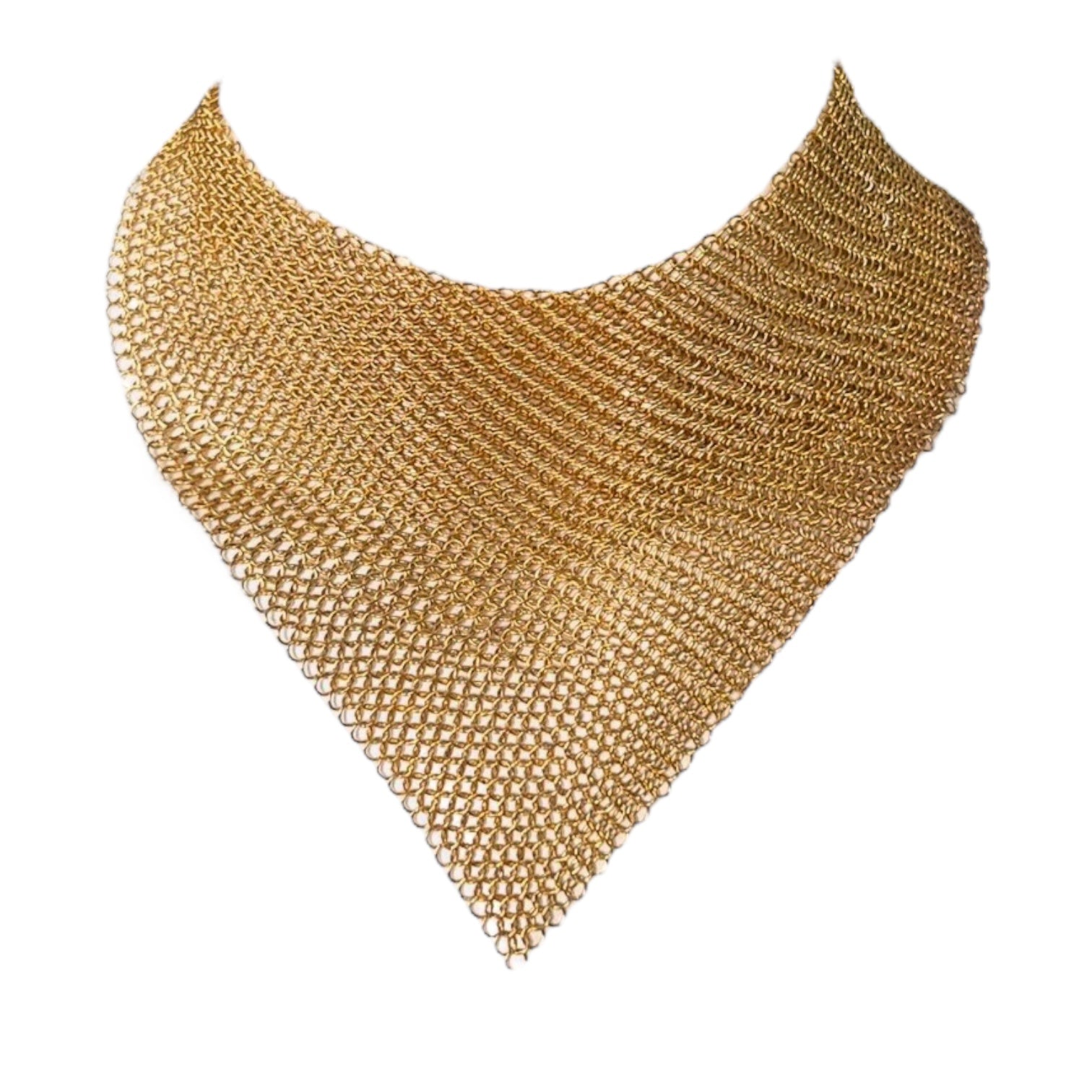 Ferrara Gold Chain Mail Handkerchief Collar Necklace, N/O,2