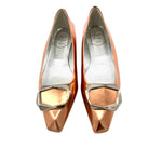 Roger Vivier c.2000's "Belle Vivier" Rose Gold Leather Flats, New in Box, head first