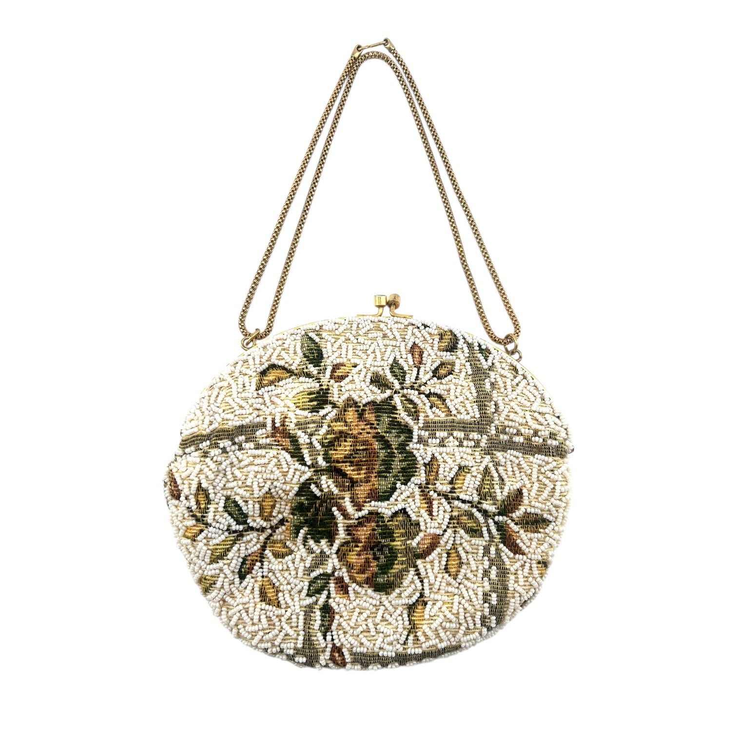 1950's Ivory Beaded Tapestry Evening Bag