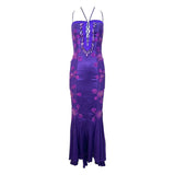 Emmanuel Unagro S/S 2005 Purple Rhinestone Lace-Up Gown, 2