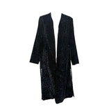 Bill Blass 1970s Black Animal Print Textured Velvet Belted Belted Coat, open