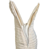 Lanvin 1980's Ivory Pleated Silk Jacquard Strapless Mini Dress, inside