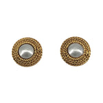 Chanel 1970's Gold Plated Faux Pearl Clip On Earrings with Box, w/o box