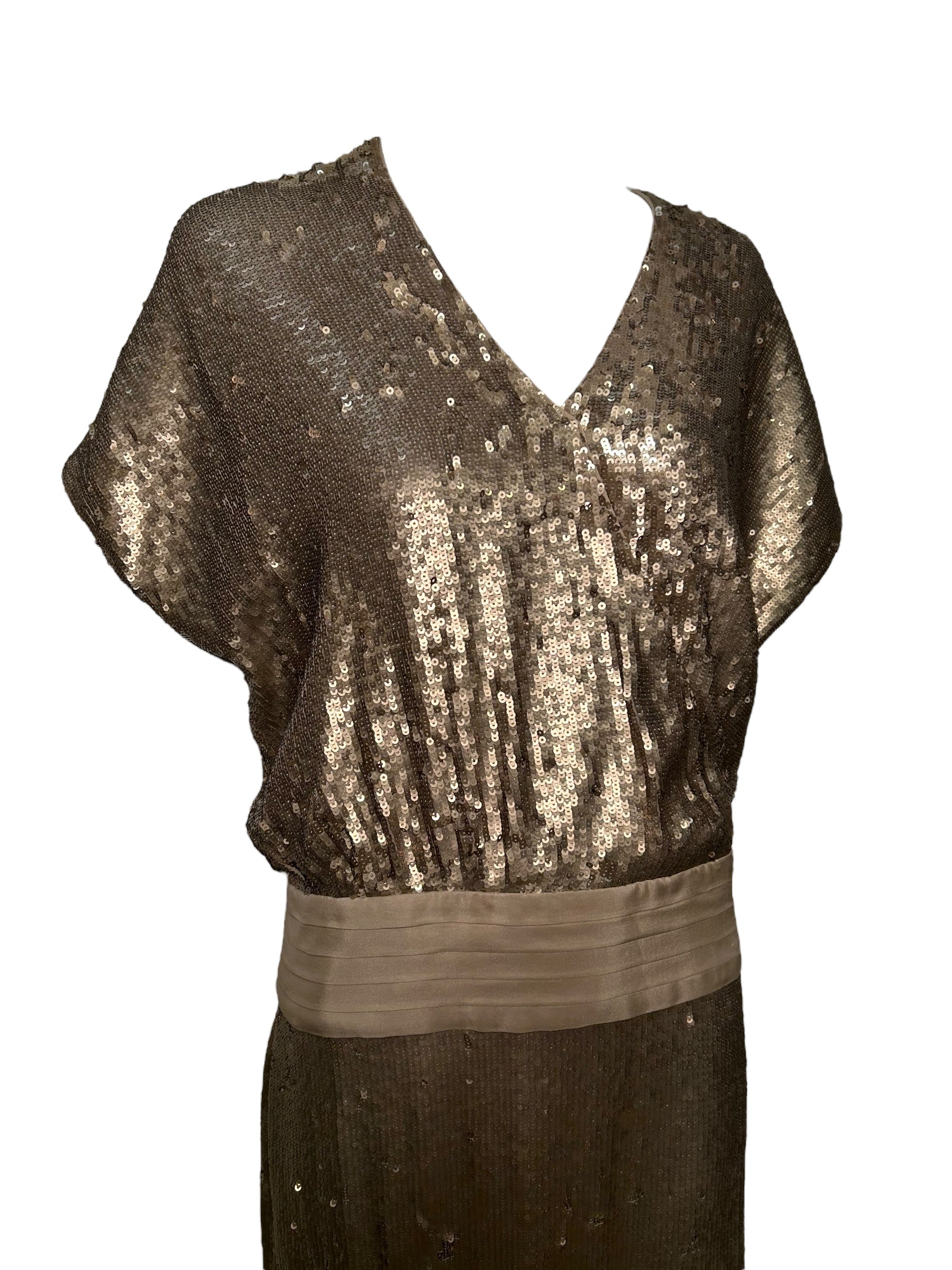 2000s Haute Hippie Sequin Gold Drop Waist Cocktail Dress 2000s Haute Hippie Sequin Gold Drop Waist Cocktail Dress