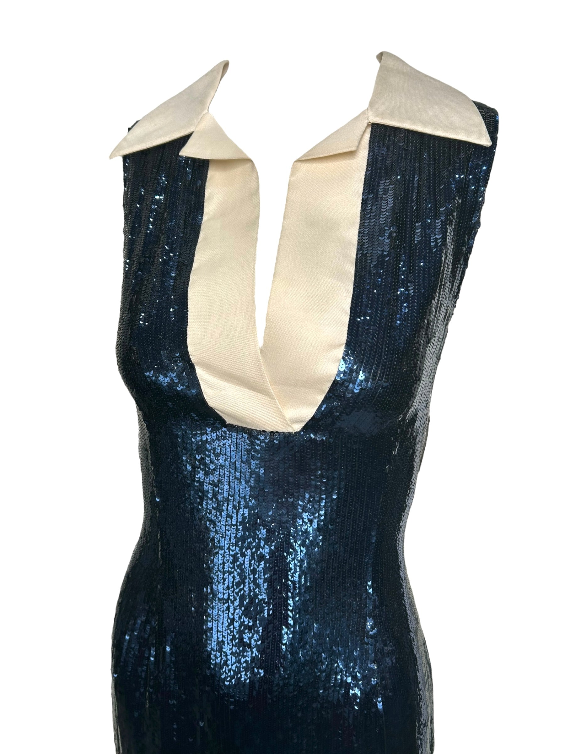 Bill Blass 1980's Navy Blue Sequin Sailor Cocktail Dress – THE WAY WE WORE