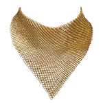 Ferrara Gold Chain Mail Handkerchief Collar Necklace, N/O