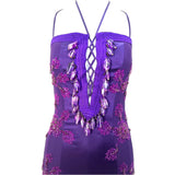 Emmanuel Unagro S/S 2005 Purple Rhinestone Lace-Up Gown, top