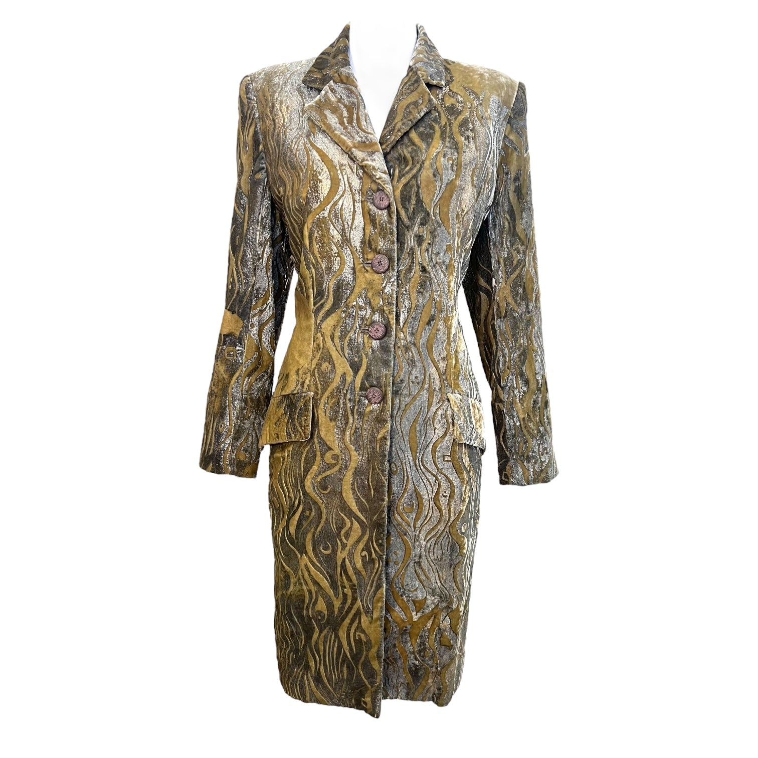 Bill Blass F/W 1997 Velvet Hand Silk Screened Coat 2