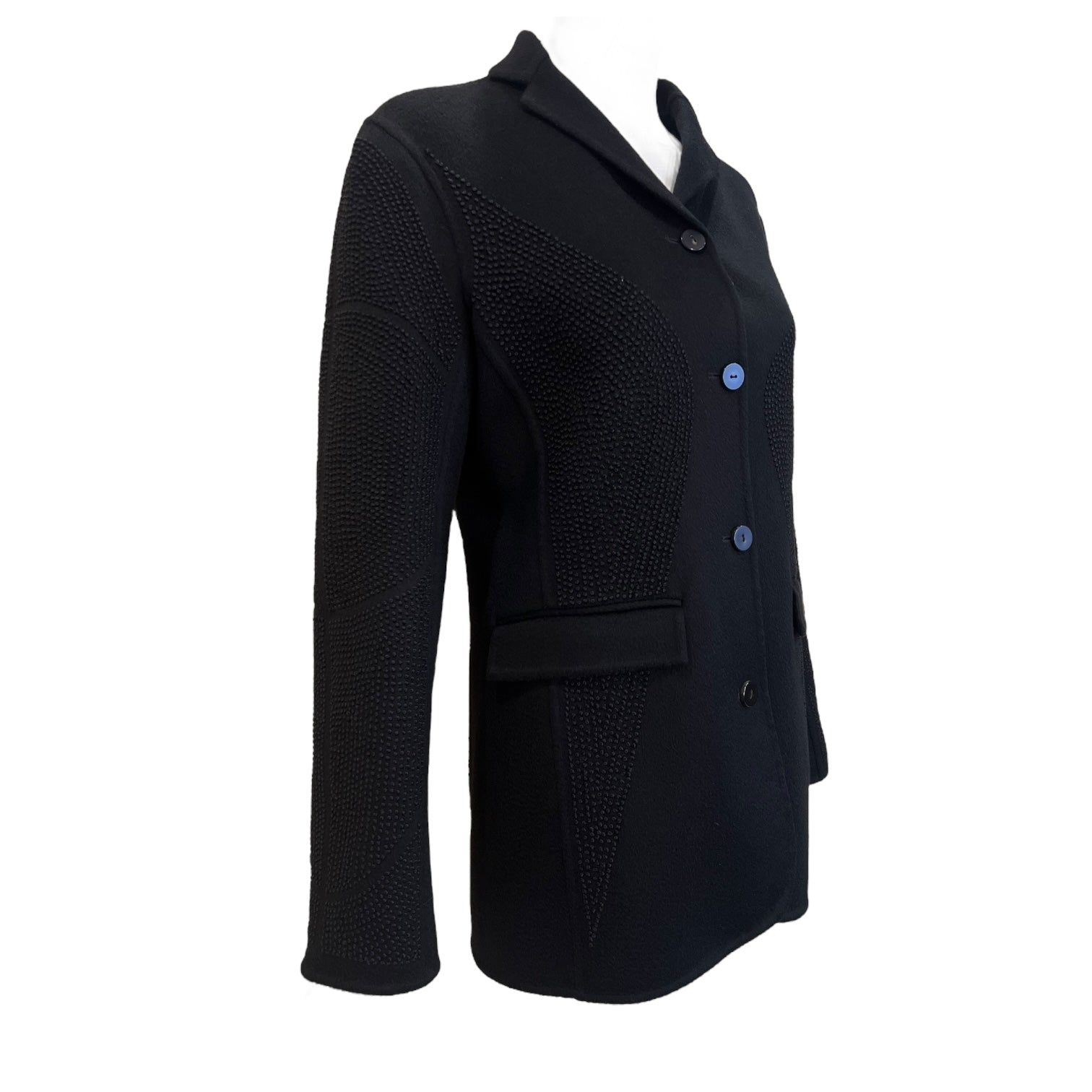 Chado Ralph Rucci S/S 2001 Charcoal Black Cashmere Pant Suit, jacket side