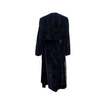 Bill Blass 1970s Black Animal Print Textured Velvet Belted Belted Coat, back 2