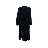 Bill Blass 1970s Black Animal Print Textured Velvet Belted Belted Coat, back 2