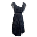Valentino Red Label Black Ruffled Tulle Tiered Dress, back