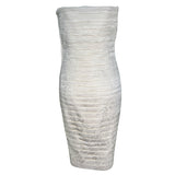 Lanvin 1980's Ivory Pleated Silk Jacquard Strapless Mini Dress, back