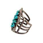 Navajo 1960's Sterling Silver with Turquoise Nuggets Cuff Bracelet, SIDE