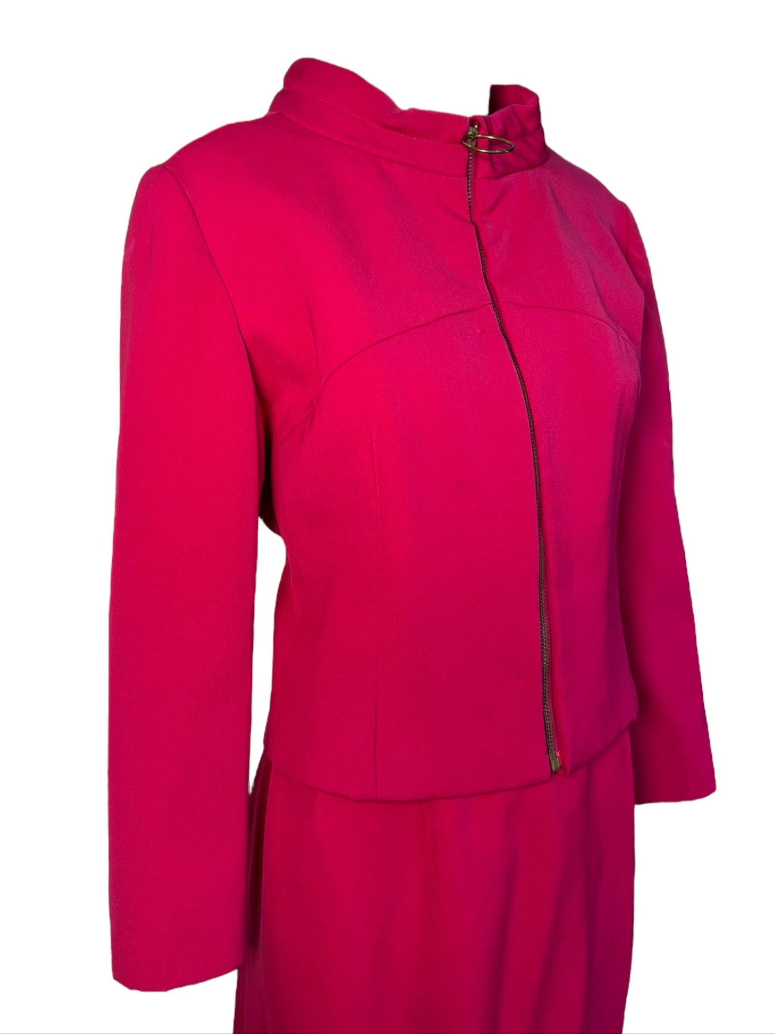 Emilio Pucci 1965 Hot Pink Braniff Stewardess Skirt Suit Uniform, upper side view