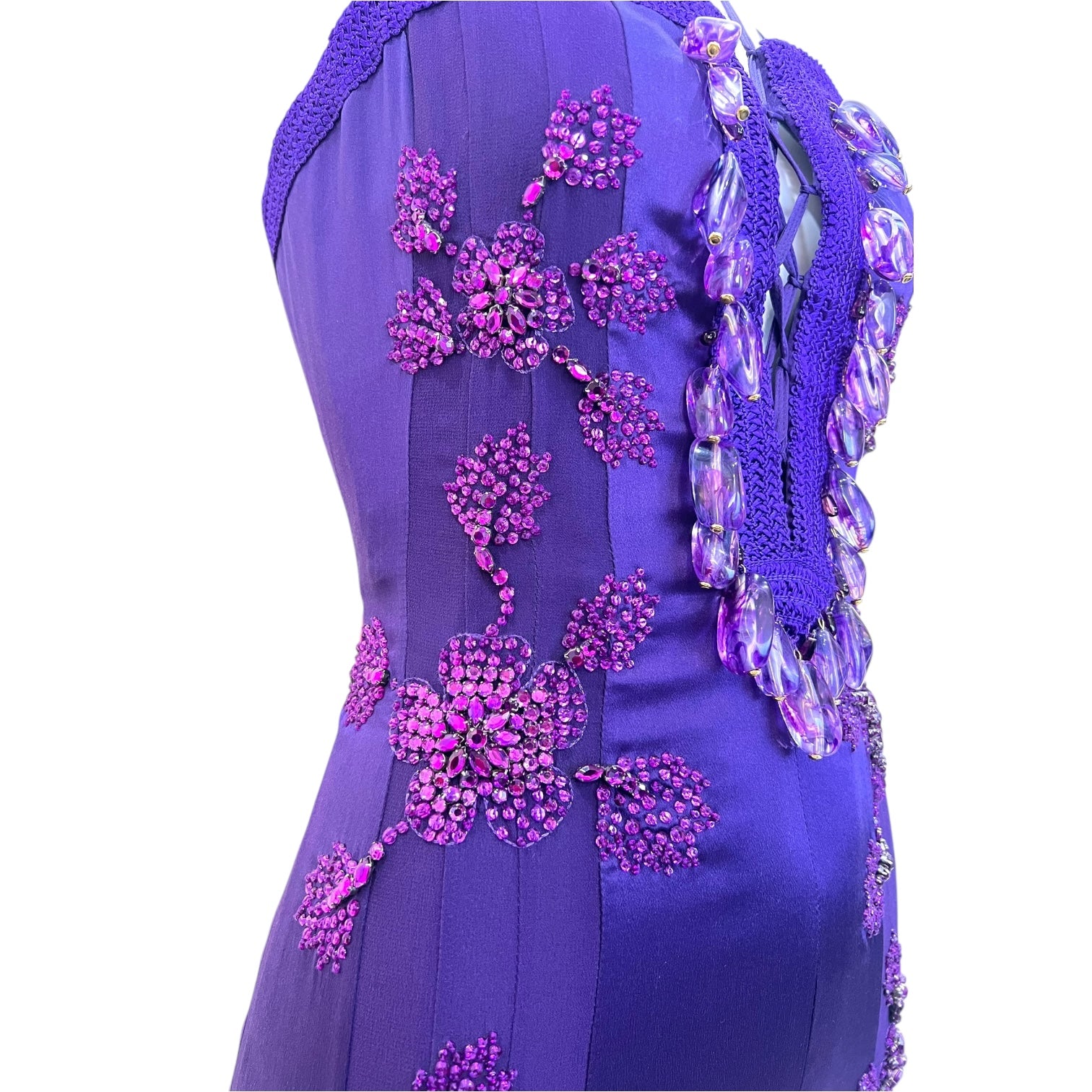 Emmanuel Unagro S/S 2005 Purple Rhinestone Lace-Up Gown, top side