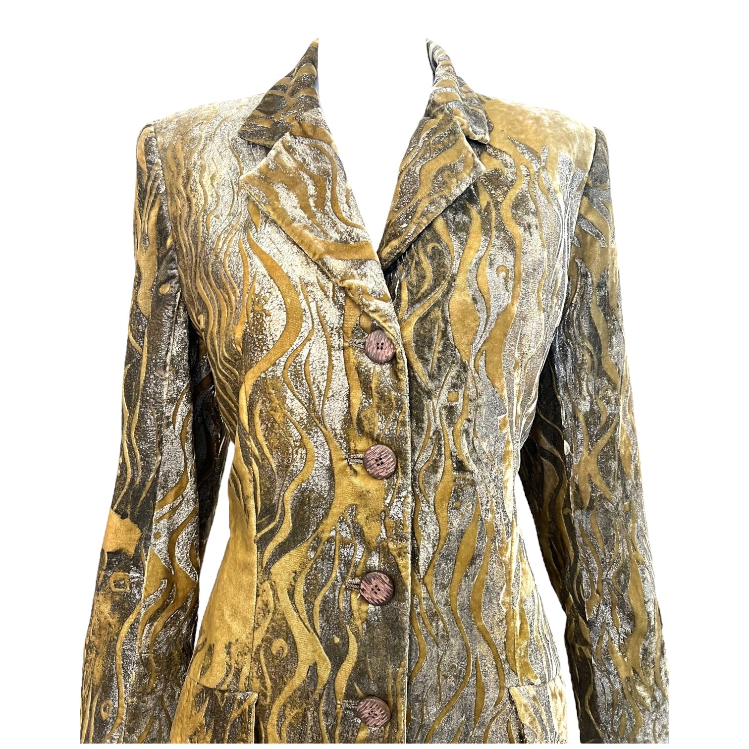 Bill Blass F/W 1997 Velvet Hand Silk Screened Coat, top
