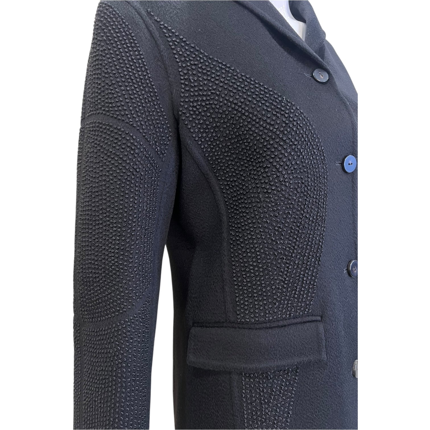 Chado Ralph Rucci S/S 2001 Charcoal Black Cashmere Pant Suit, side detail