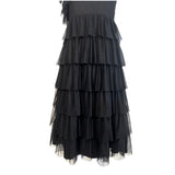 Valentino Red Label Black Ruffled Tulle Tiered Dress, skirt