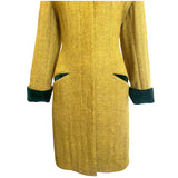 Richard Tyler 1990's Chartreuse and Emerald Green Wool and Velvet Coat, bottom