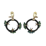 Alexis Bittar Brutalist Lucite Butterfly Crystal Encrusted Earrings, clips open