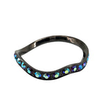 Yves Saint Laurent Gun Metal Toned Wavy Aurora Borealis Crystal Bracelet