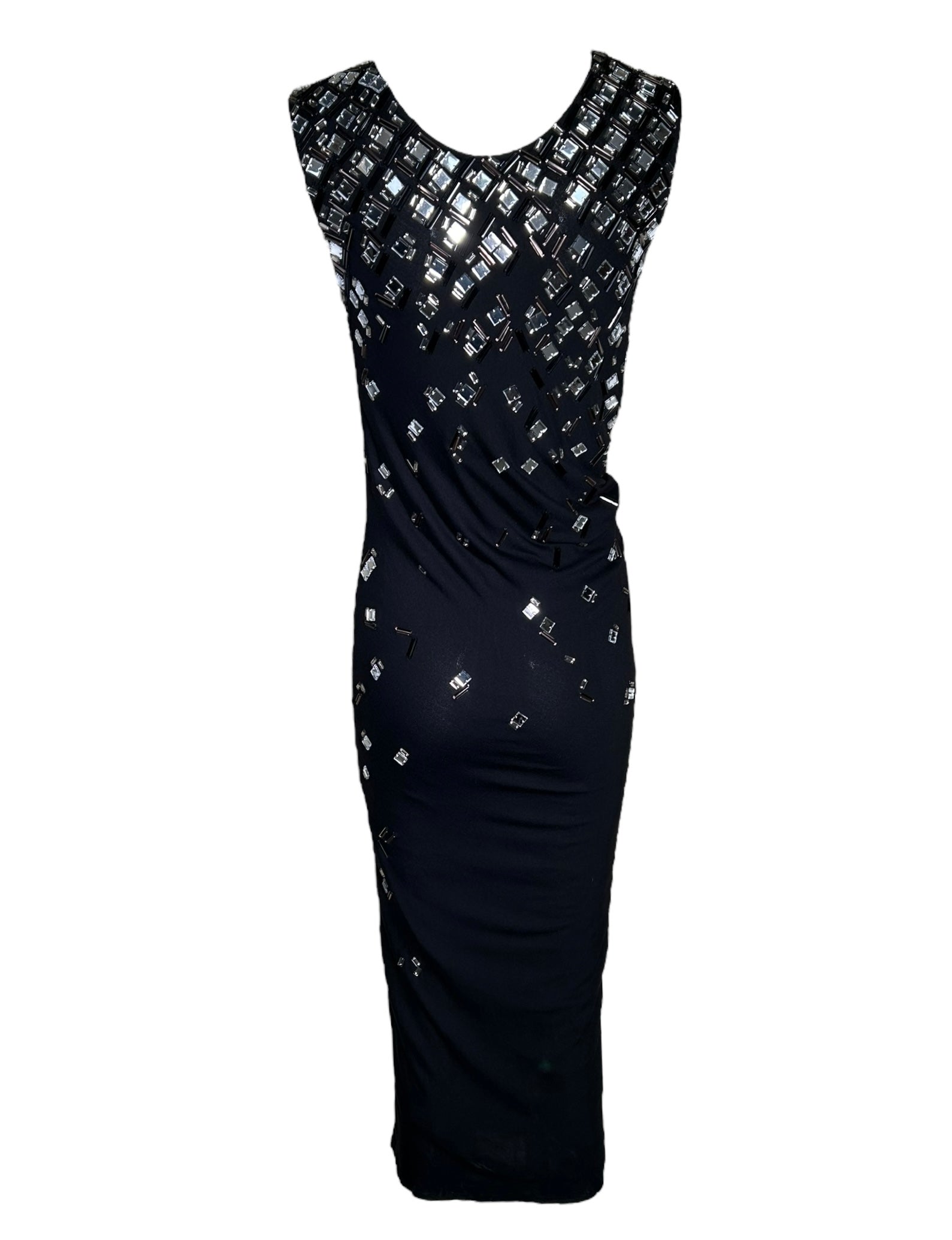  Lanvin Black Knit Gown w/ Mirrored Embellishments BACK PHOTO 2 OF 8