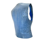 Hermes 1980's Rare Blue Ostrich Leather Vest , side back