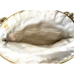 1950's Ivory Beaded Tapestry Evening Bag, lining