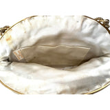 1950's Ivory Beaded Tapestry Evening Bag, lining