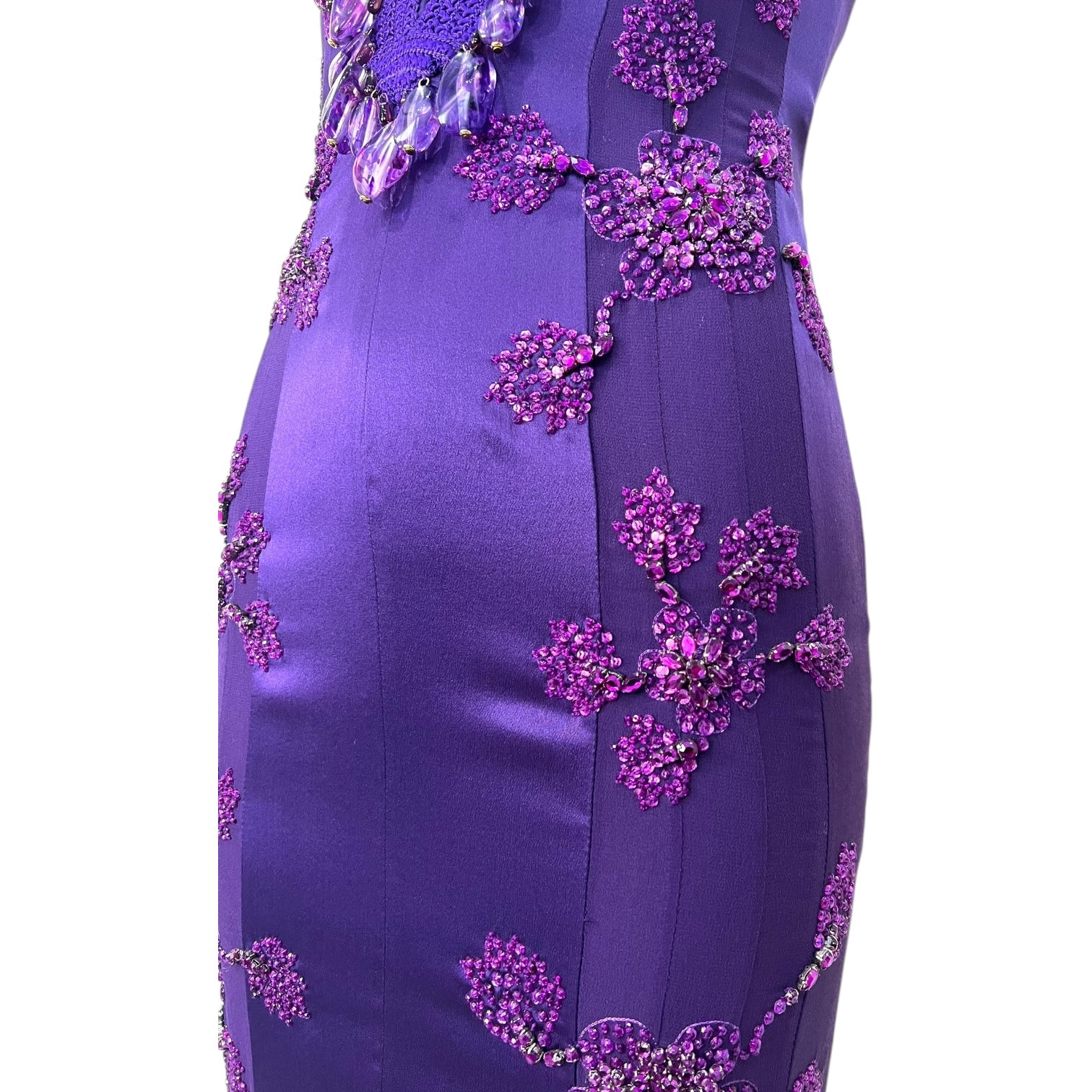 Emmanuel Unagro S/S 2005 Purple Rhinestone Lace-Up Gown, back