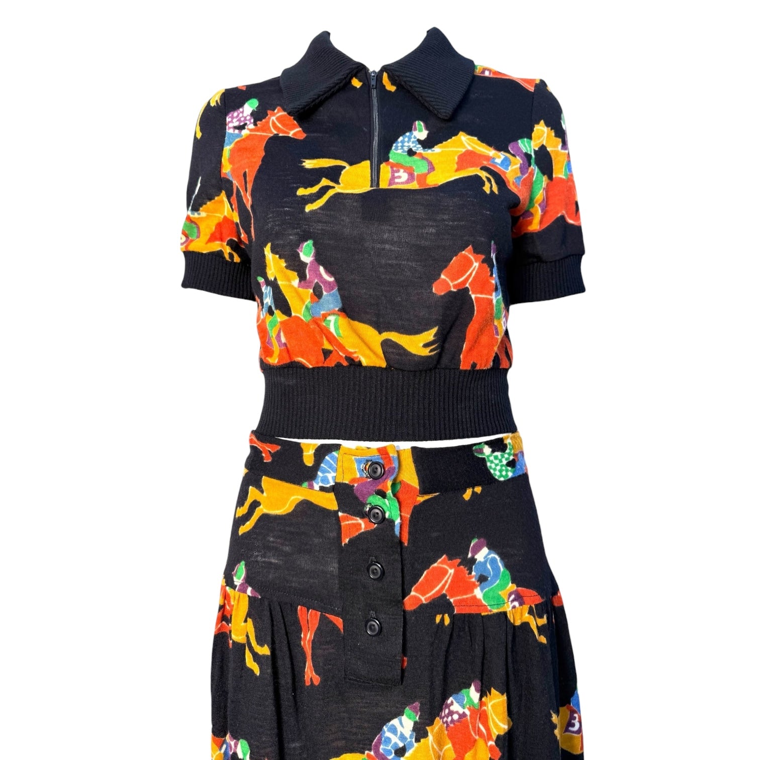 Unlabelled Joshua Tree 1970's Derby Print Two Piece Skirt Ensemble, top