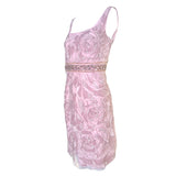 Emanuel Ungaro 2000's Rose Pink Embellished Lace and Silk Dress, side