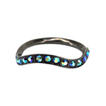 Yves Saint Laurent Gun Metal Toned Wavy Aurora Borealis Crystal Bracelet 2
