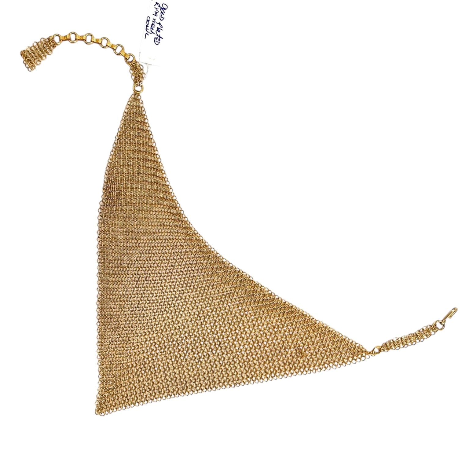 Ferrara Gold Chain Mail Handkerchief Collar Necklace, N/O, open